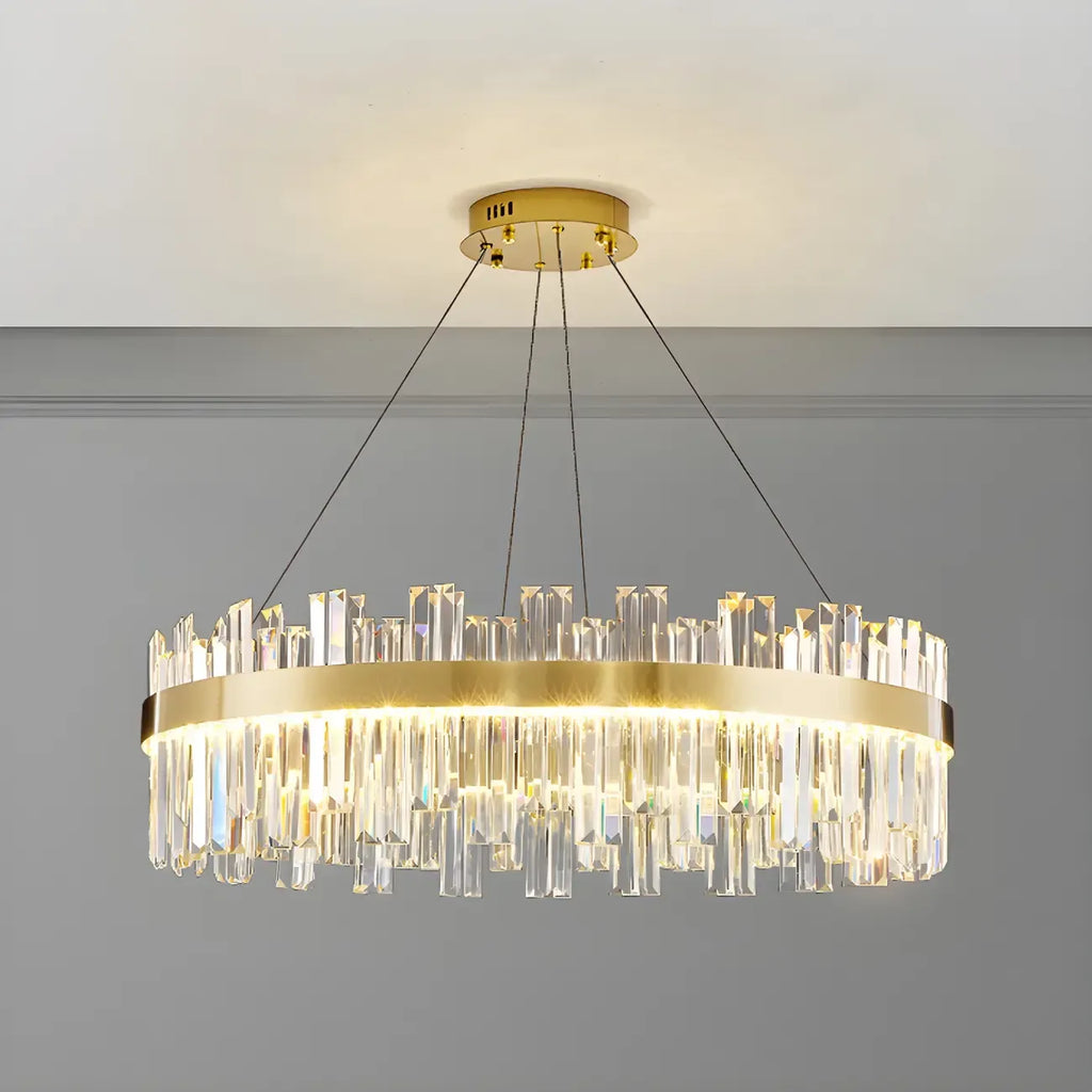 Glamorous Gold Round Crystal LED Chandelier for Living Room