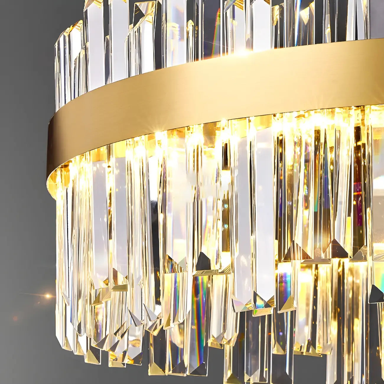 Glamorous Gold Round Crystal LED Chandelier for Living Room