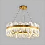 Glamorous Gold Round Crystal LED Chandelier for Living Room