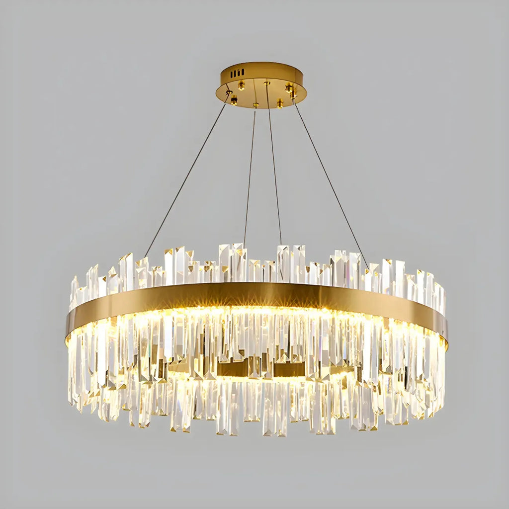 Glamorous Gold Round Crystal LED Chandelier for Living Room