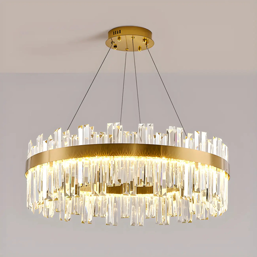 Glamorous Gold Round Crystal LED Chandelier for Living Room