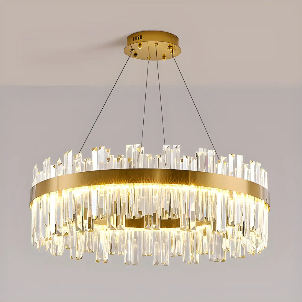 Glamorous Gold Round Crystal LED Chandelier for Living Room