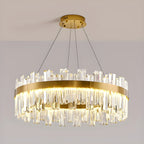 Glamorous Gold Round Crystal LED Chandelier for Living Room