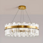 Glamorous Gold Round Crystal LED Chandelier for Living Room