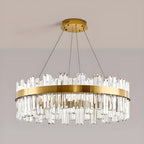Glamorous Gold Round Crystal LED Chandelier for Living Room