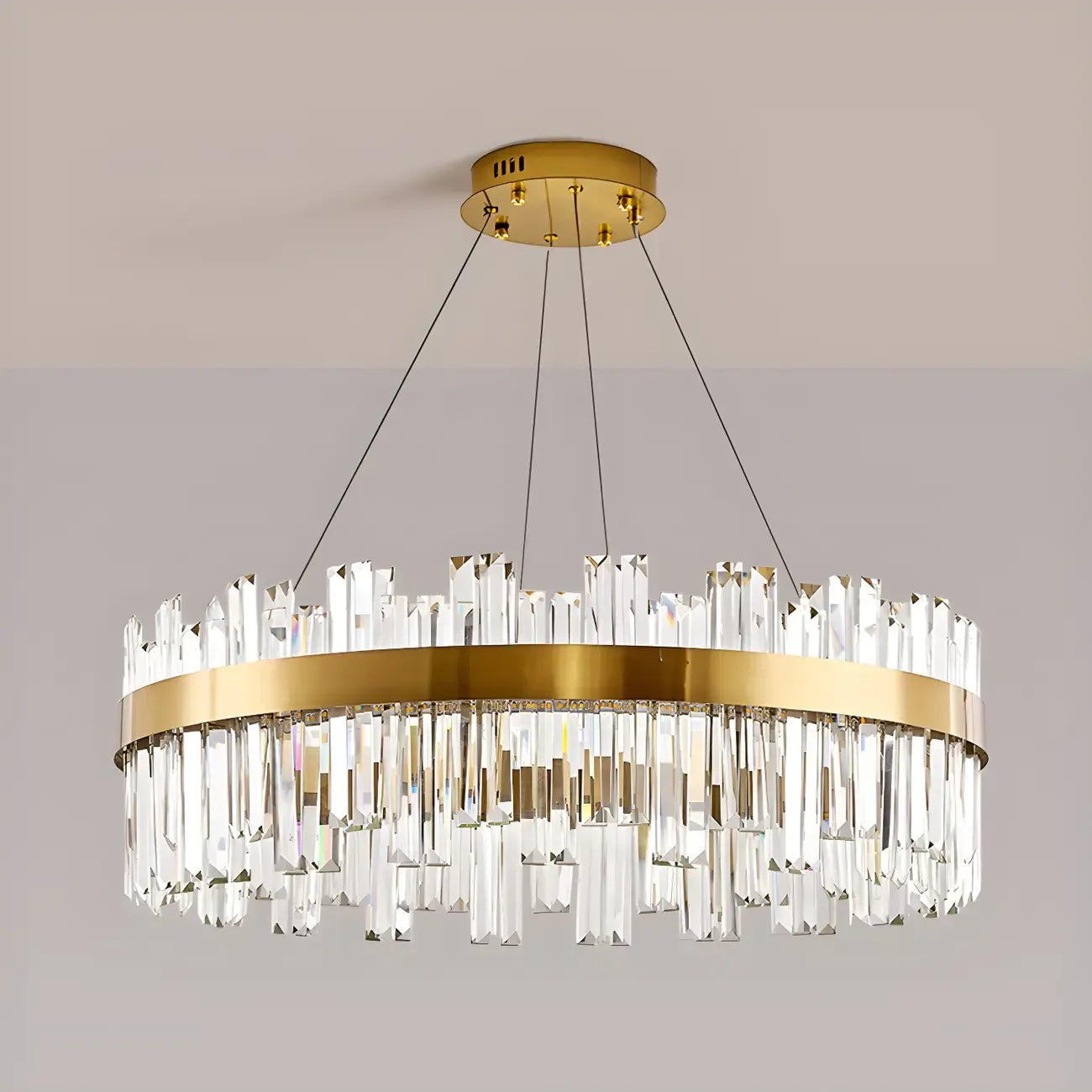Glamorous Gold Round Crystal LED Chandelier for Living Room