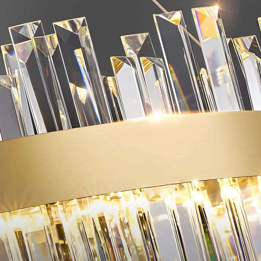 Glamorous Gold Round Crystal LED Chandelier for Living Room