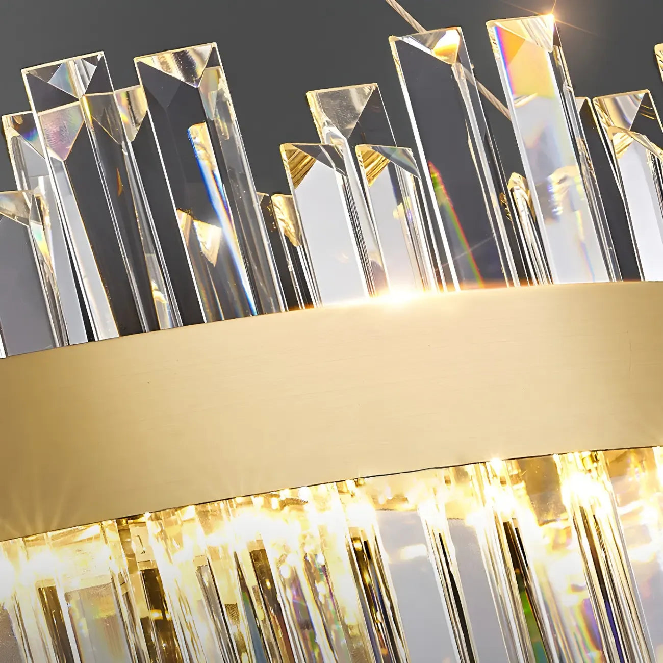 Glamorous Gold Round Crystal LED Chandelier for Living Room