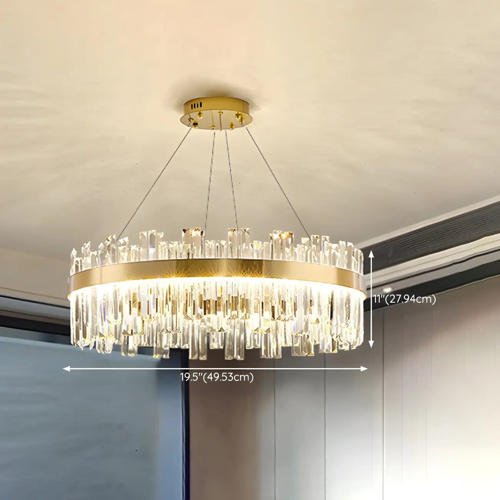 Glamorous Gold Round Crystal LED Chandelier for Living Room