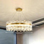 Glamorous Gold Round Crystal LED Chandelier for Living Room