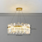 Glamorous Gold Round Crystal LED Chandelier for Living Room