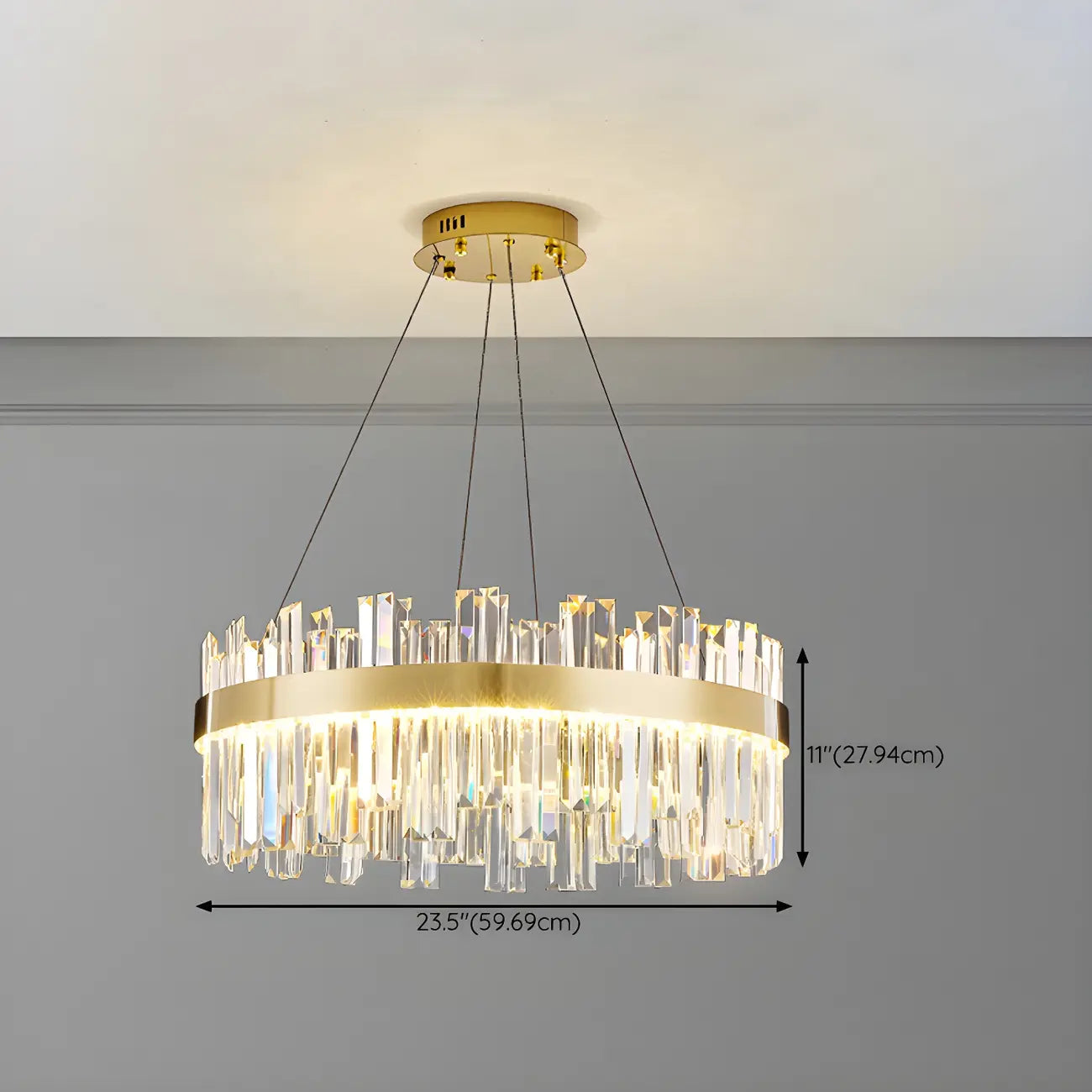 Glamorous Gold Round Crystal LED Chandelier for Living Room