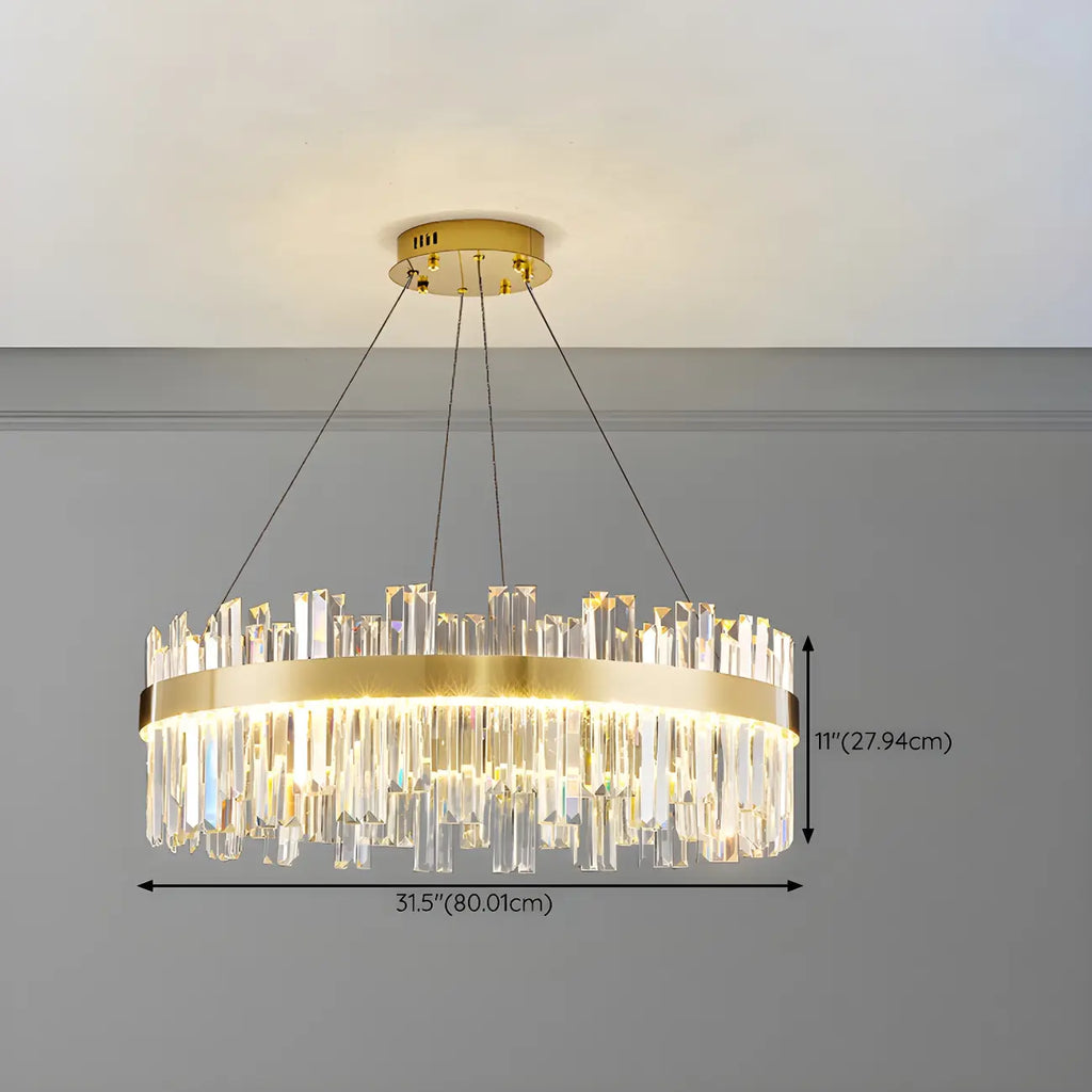 Glamorous Gold Round Crystal LED Chandelier for Living Room