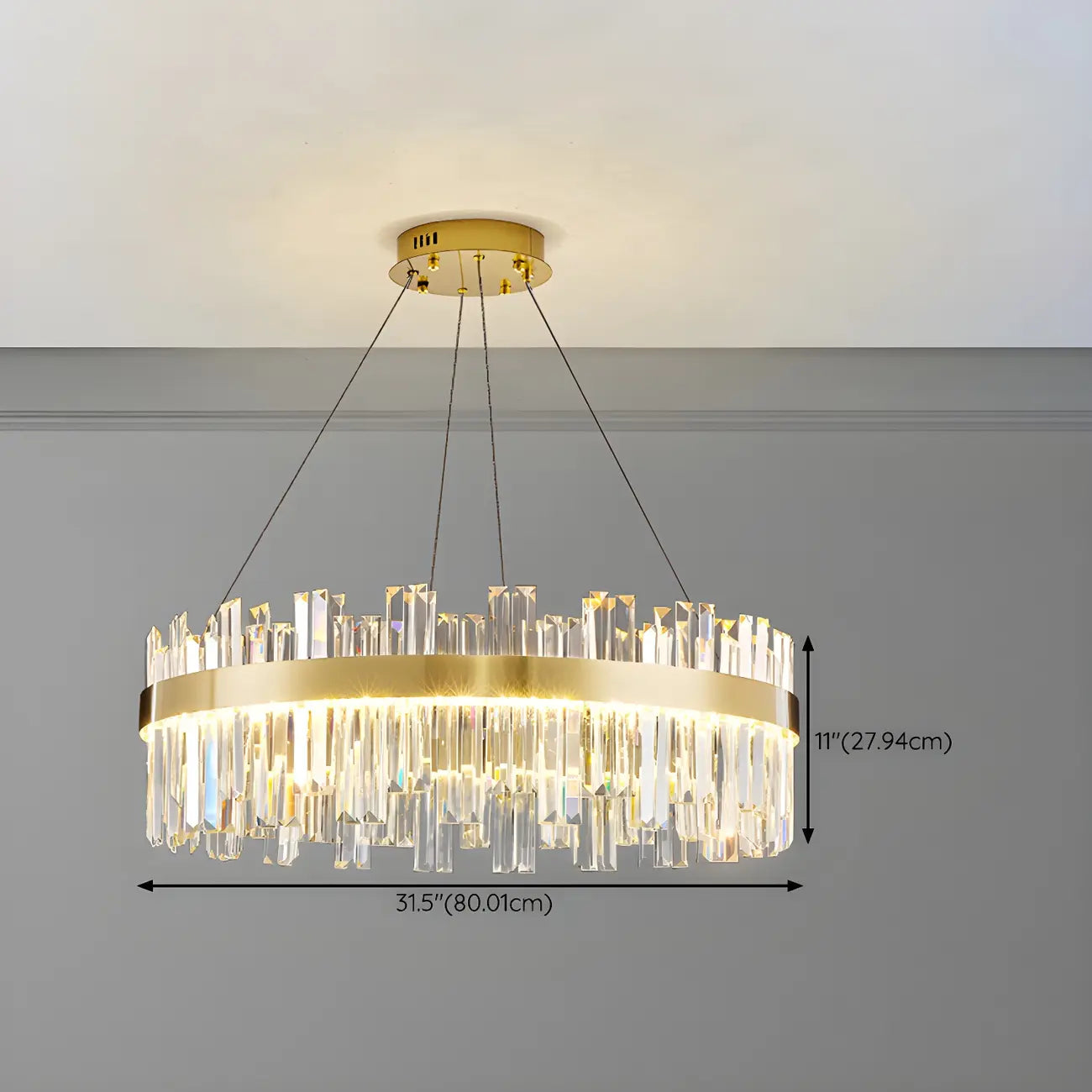 Glamorous Gold Round Crystal LED Chandelier for Living Room
