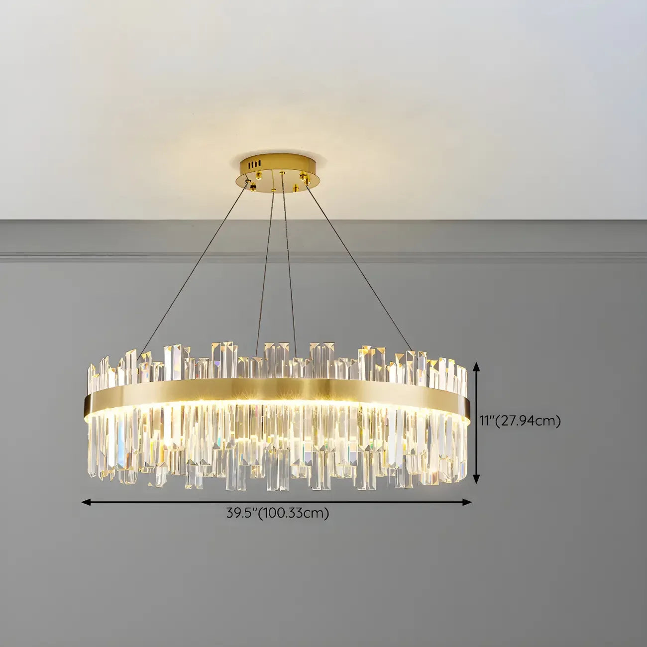 Glamorous Gold Round Crystal LED Chandelier for Living Room