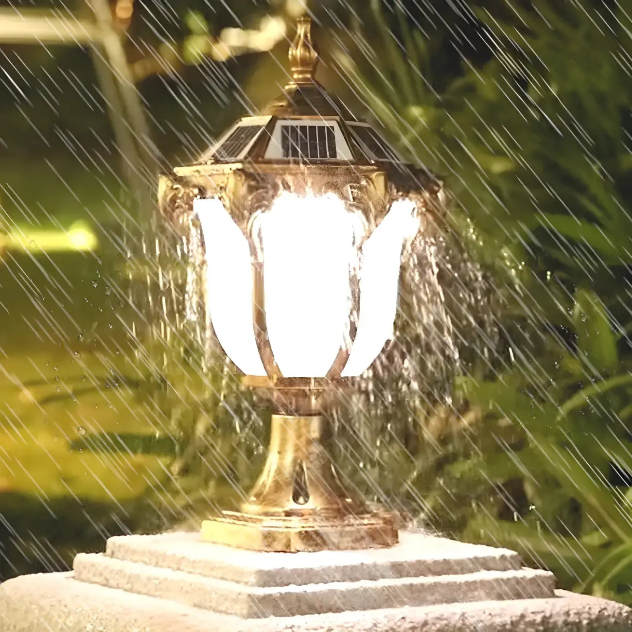 Black Vintage Metal Solar Outdoor Post Lights