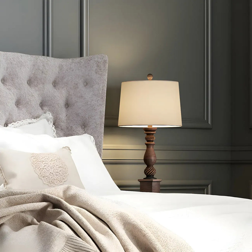 Traditional Brown Resin LED Table Lamp for Bedside Lighting