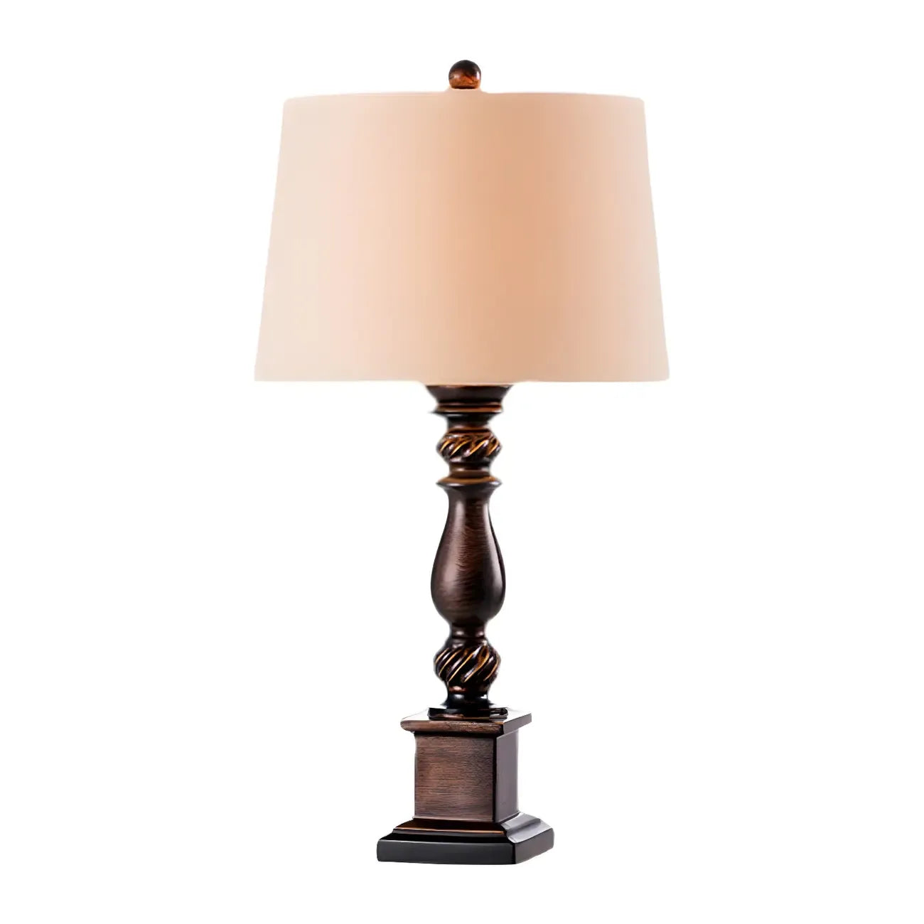 Traditional Brown Resin LED Table Lamp for Bedside Lighting