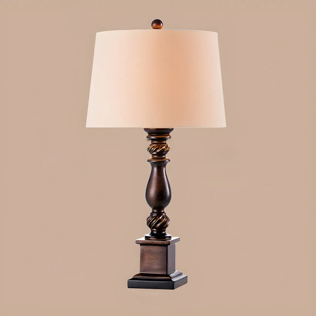 Traditional Brown Resin LED Table Lamp for Bedside Lighting