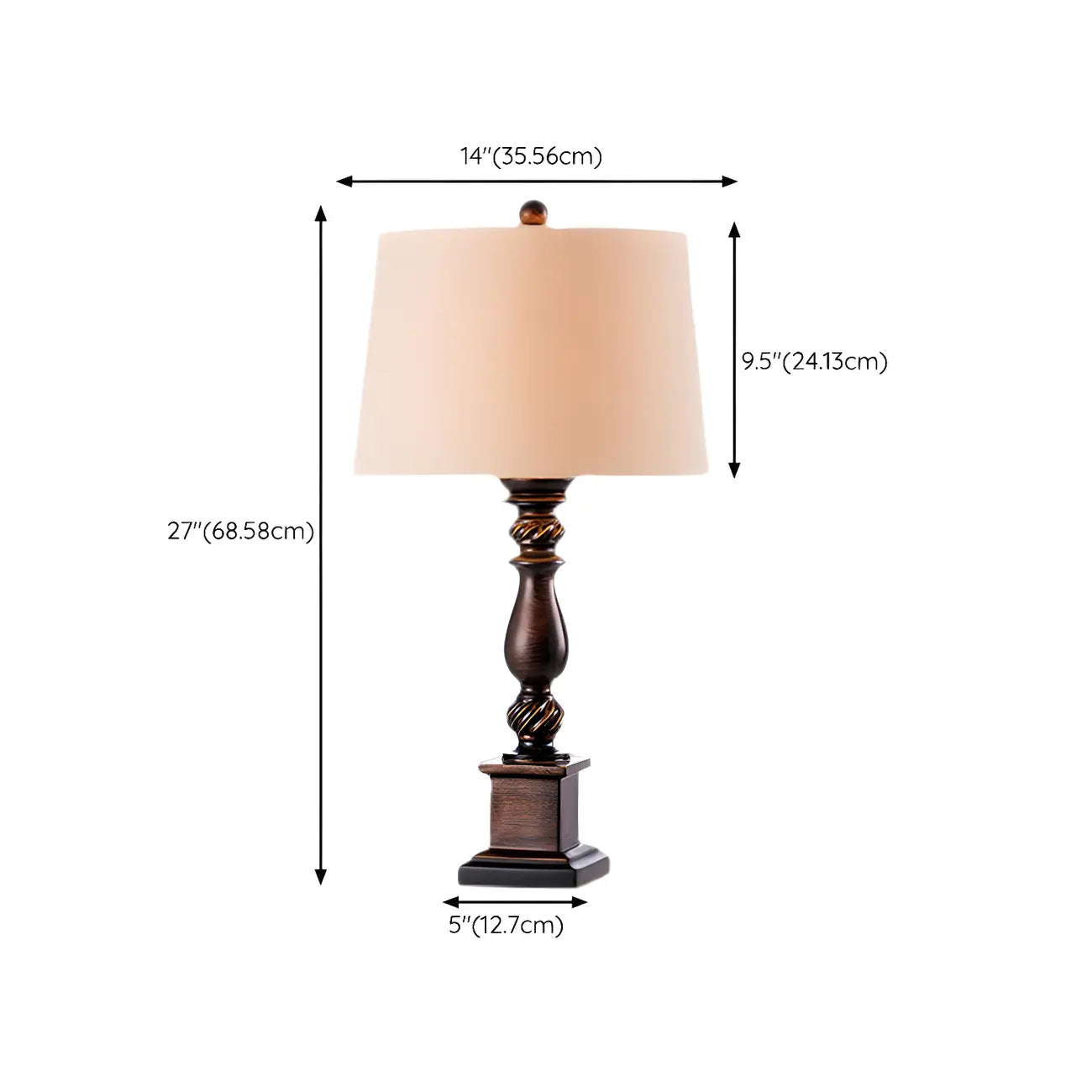 Traditional Brown Resin LED Table Lamp for Bedside Lighting