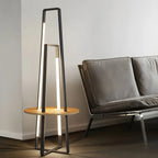 63Black Linear LED Floor Lamp with Shelf for Living Room