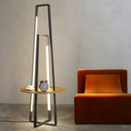 63Black Linear LED Floor Lamp with Shelf for Living Room