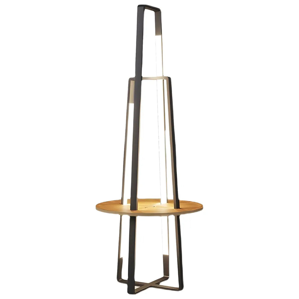 63Black Linear LED Floor Lamp with Shelf for Living Room