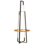 63Black Linear LED Floor Lamp with Shelf for Living Room