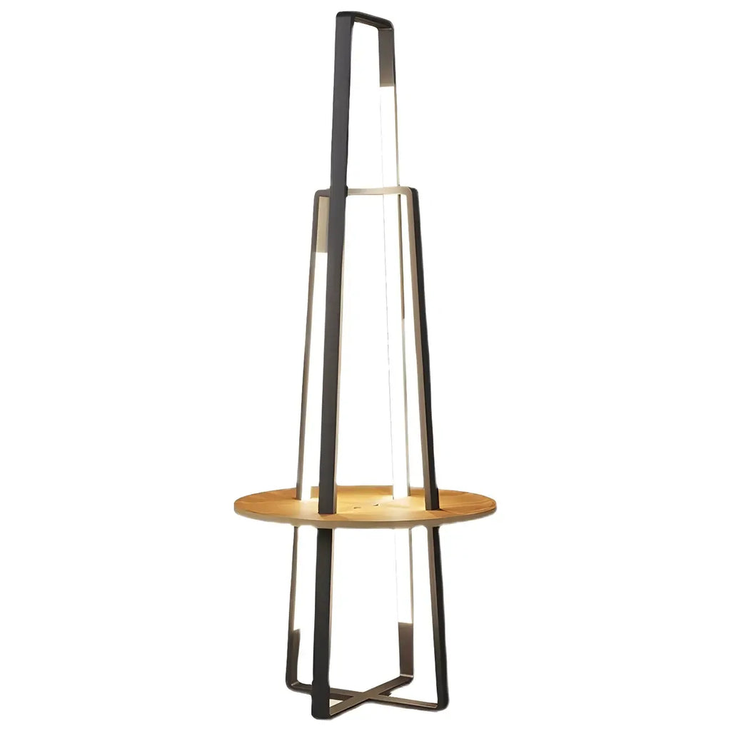 63Black Linear LED Floor Lamp with Shelf for Living Room