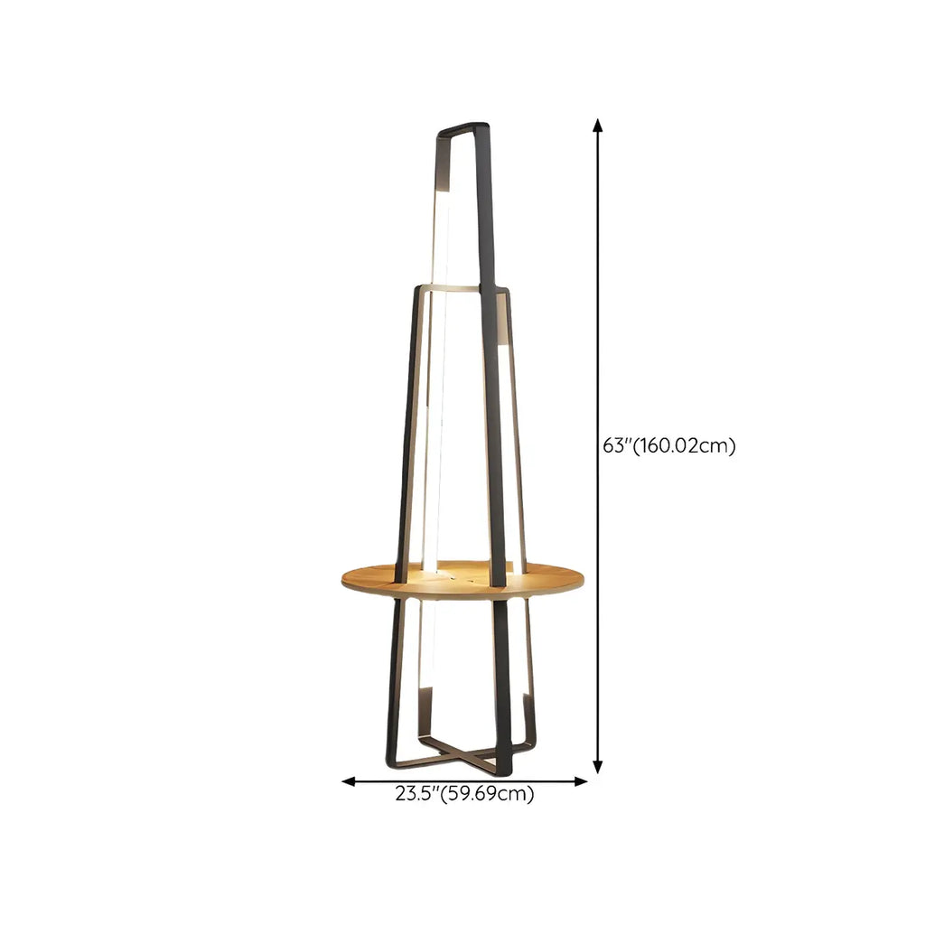 63Black Linear LED Floor Lamp with Shelf for Living Room