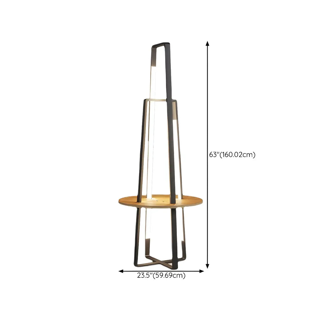 63Black Linear LED Floor Lamp with Shelf for Living Room