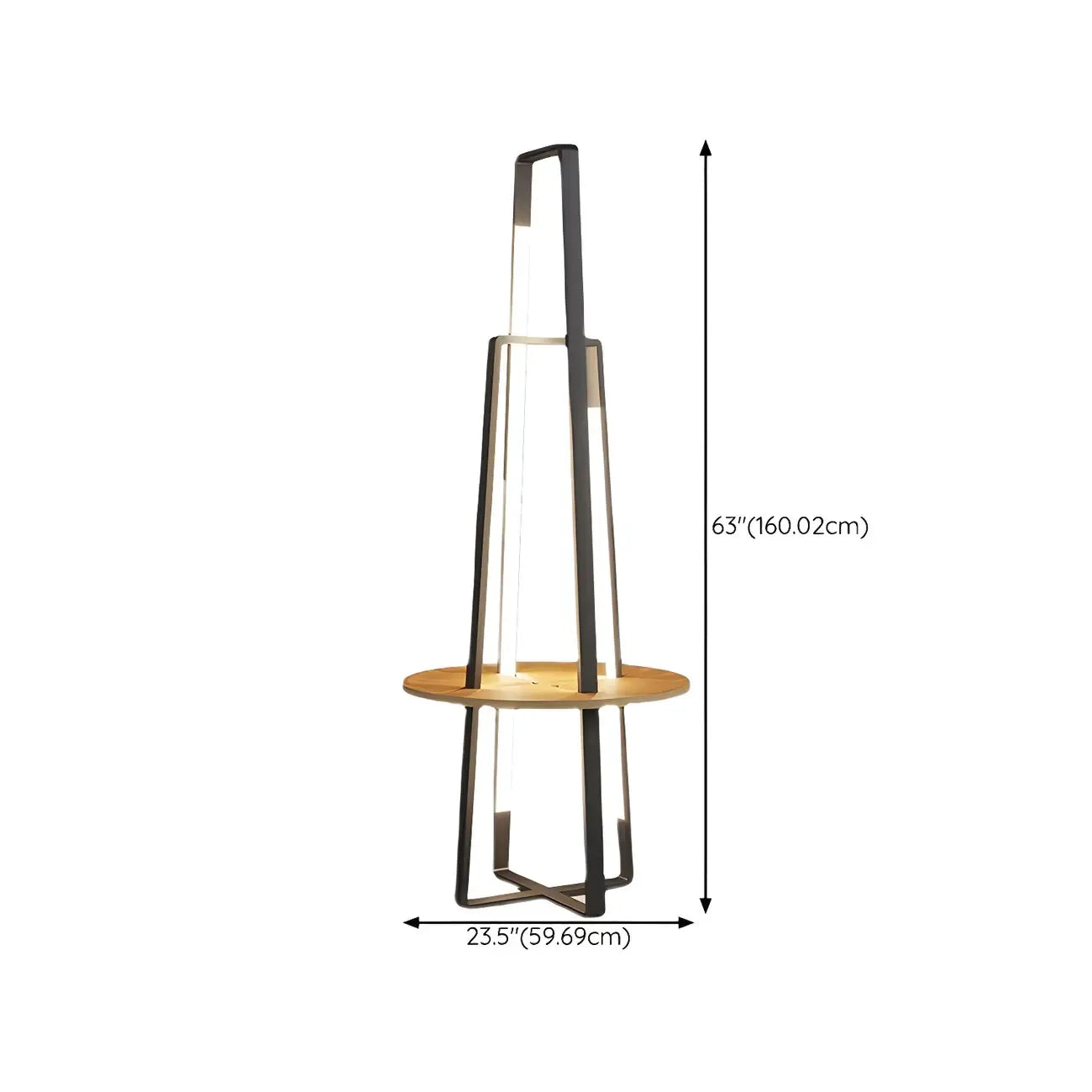 63Black Linear LED Floor Lamp with Shelf for Living Room