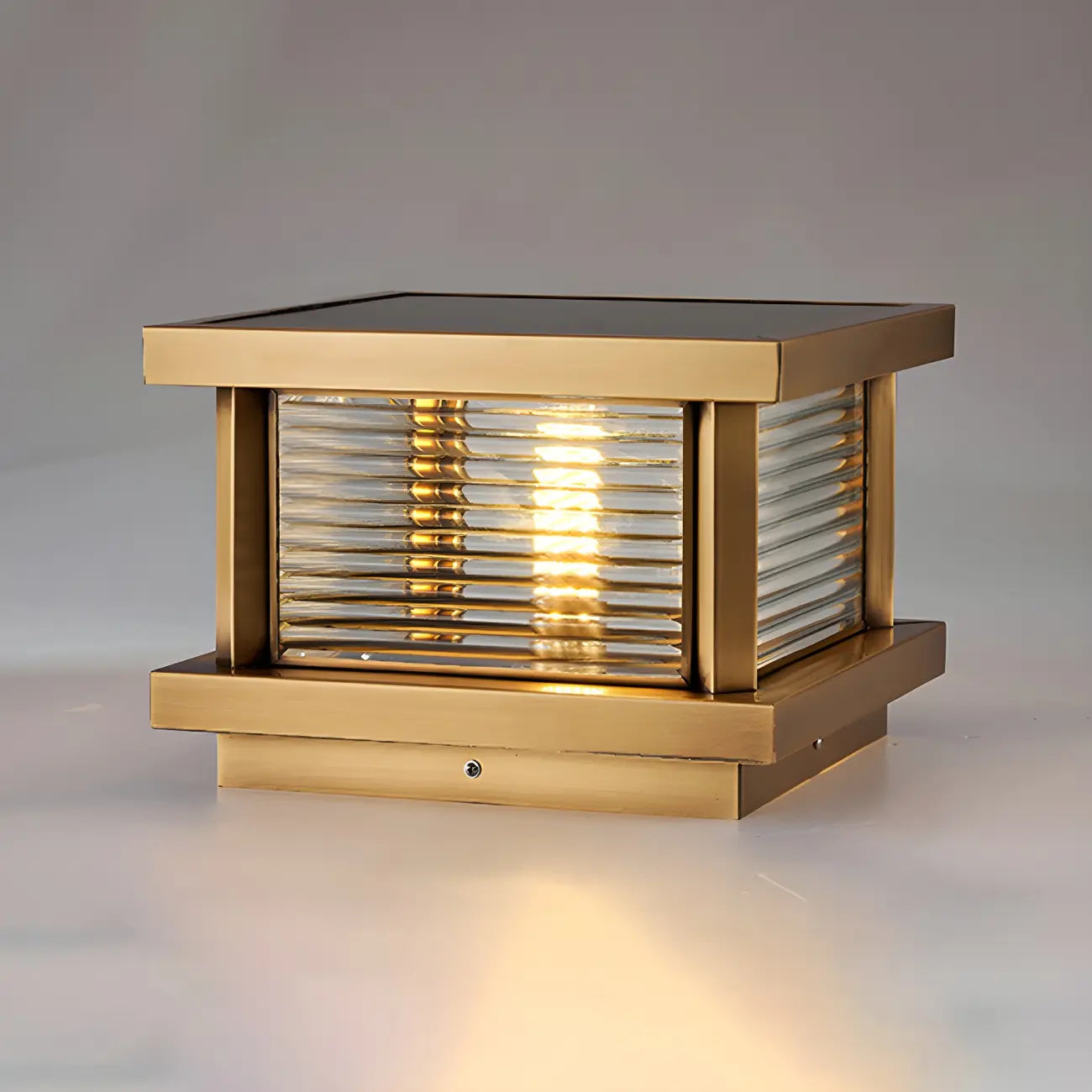 Modern Metal Glass Square Wired Post Cap Light