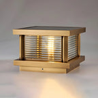 Modern Metal Glass Square Wired Post Cap Light