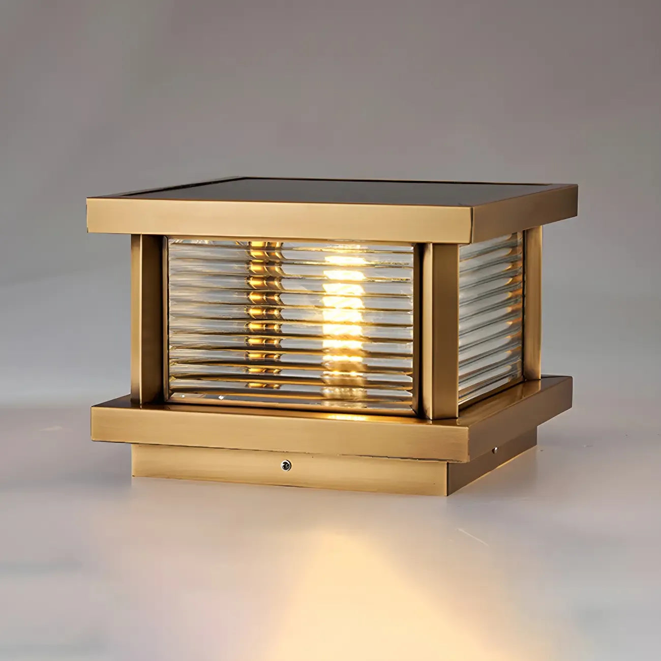 Modern Metal Glass Square Wired Post Cap Light