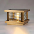 Modern Metal Glass Square Wired Post Cap Light
