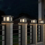 Modern Metal Glass Square Wired Post Cap Light