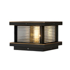 Modern Metal Glass Square Wired Post Cap Light