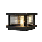 Modern Metal Glass Square Wired Post Cap Light