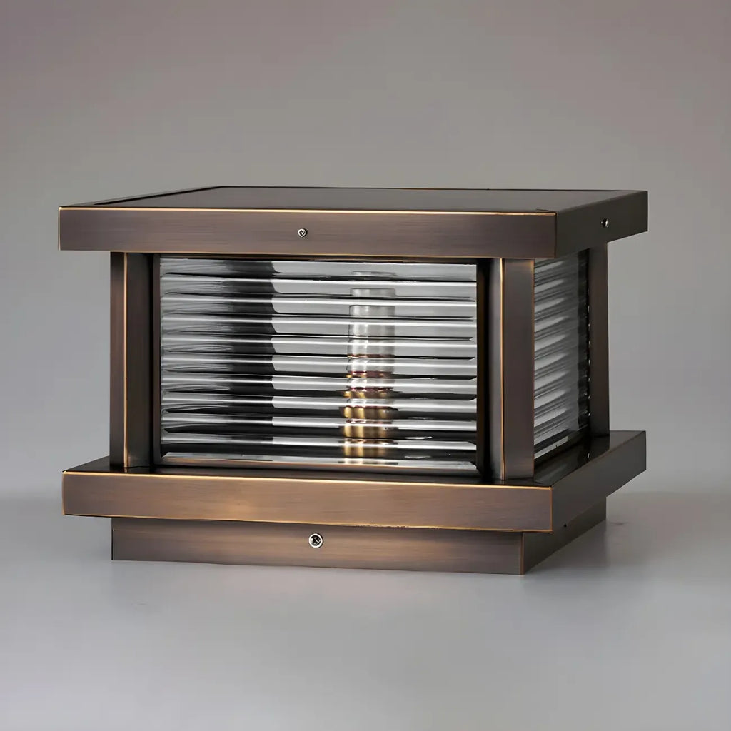 Modern Metal Glass Square Wired Post Cap Light