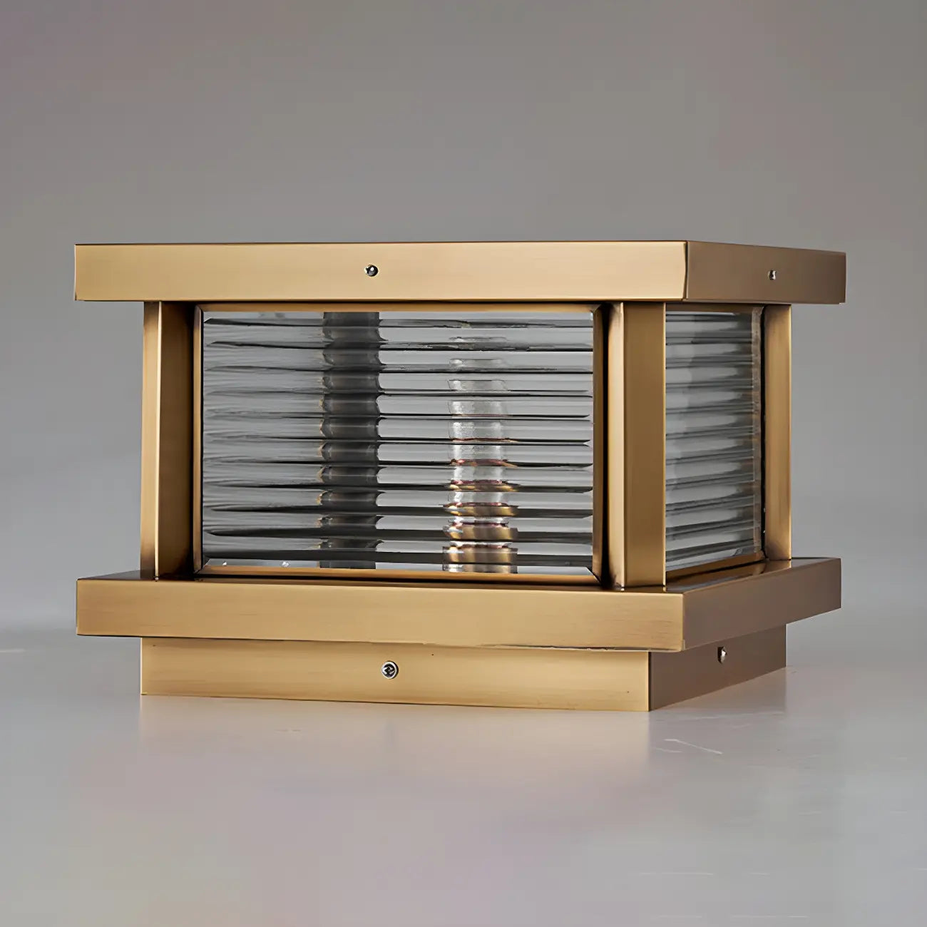 Modern Metal Glass Square Wired Post Cap Light