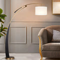 Arm Adjustable Arc Floor Lamp with Drum Shade for Living Room