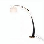 Arm Adjustable Arc Floor Lamp with Drum Shade for Living Room