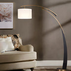 Arm Adjustable Arc Floor Lamp with Drum Shade for Living Room