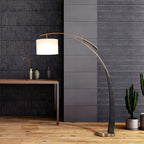 Arm Adjustable Arc Floor Lamp with Drum Shade for Living Room