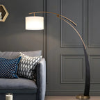 Arm Adjustable Arc Floor Lamp with Drum Shade for Living Room