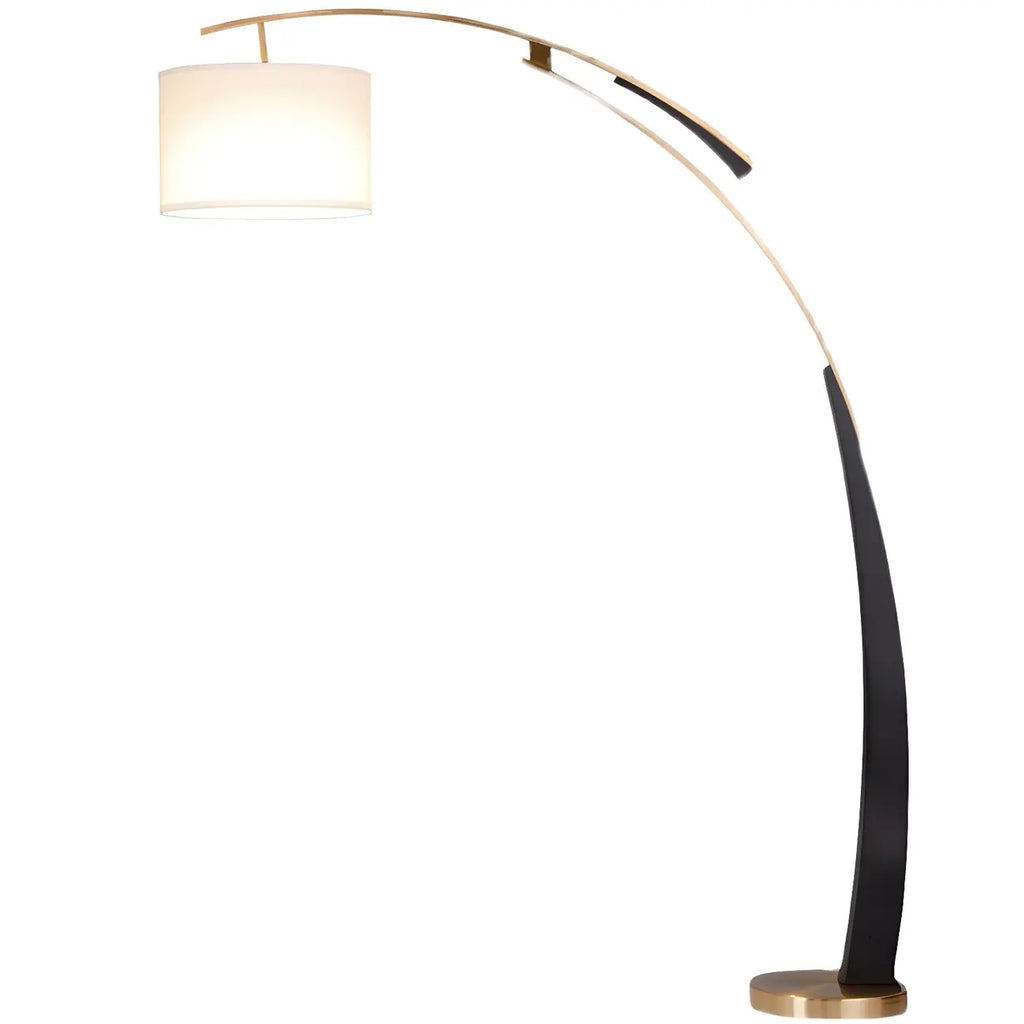 Arm Adjustable Arc Floor Lamp with Drum Shade for Living Room