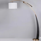 Arm Adjustable Arc Floor Lamp with Drum Shade for Living Room