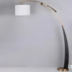 Arm Adjustable Arc Floor Lamp with Drum Shade for Living Room