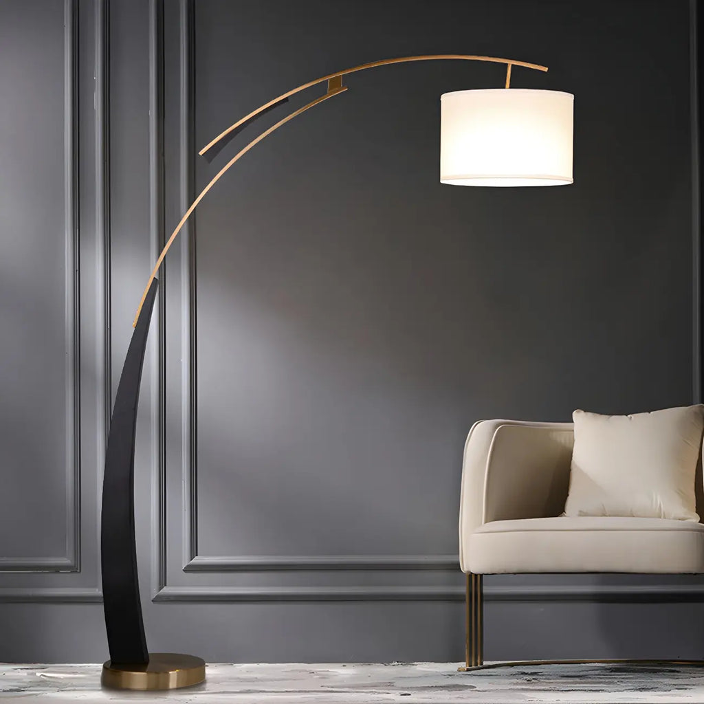 Arm Adjustable Arc Floor Lamp with Drum Shade for Living Room